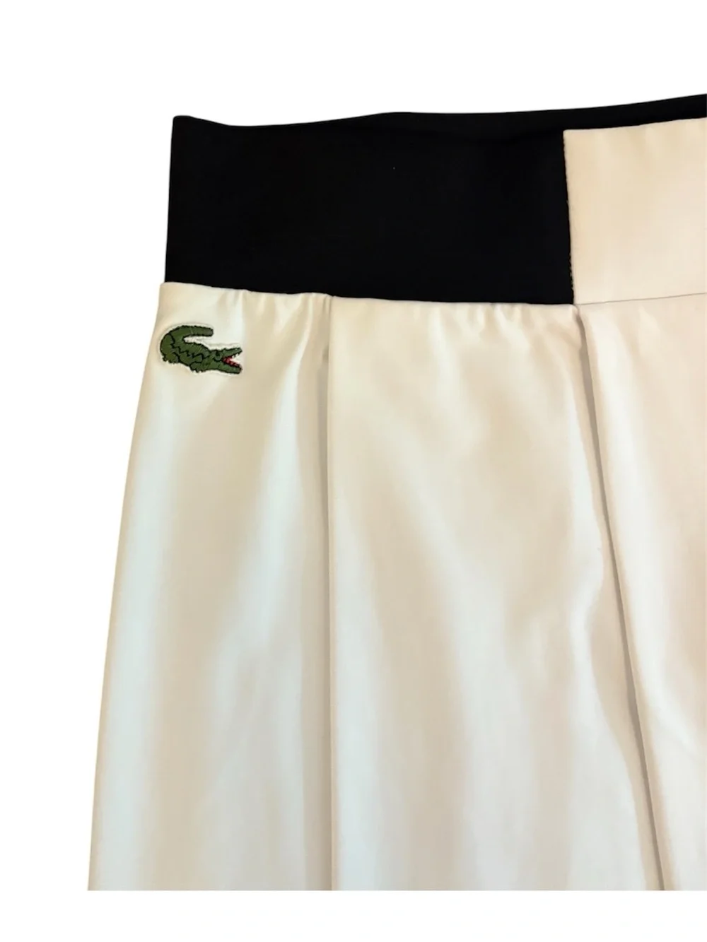 Lacoste White Pleated Tennis Skirt with Black Waist Panel - Picture 4 of 8